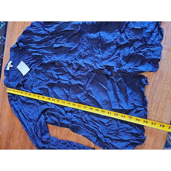 Pleione Long Sleeve Button Down Blouse Top Navy Blue Plus 2x NEW - Picture 9 of 11